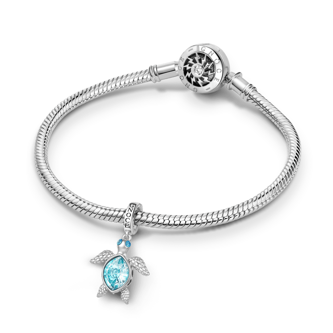 Gnoce Turtle Dangle Charm Platinum-plated Silver Blend_3