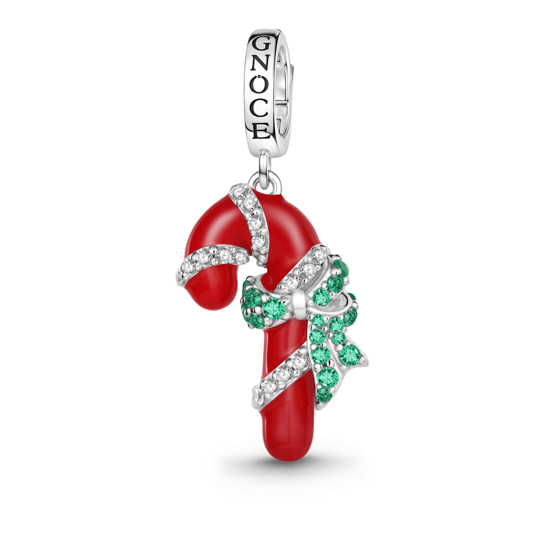 Gnoce Candy Cane Pendant Dangle Charm Platinum-plated Silver Blend_1