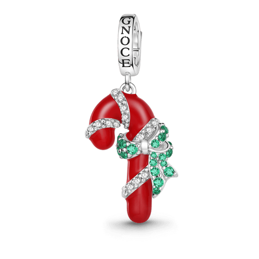 Gnoce Candy Cane Pendant Dangle Charm Platinum-plated Silver Blend_1