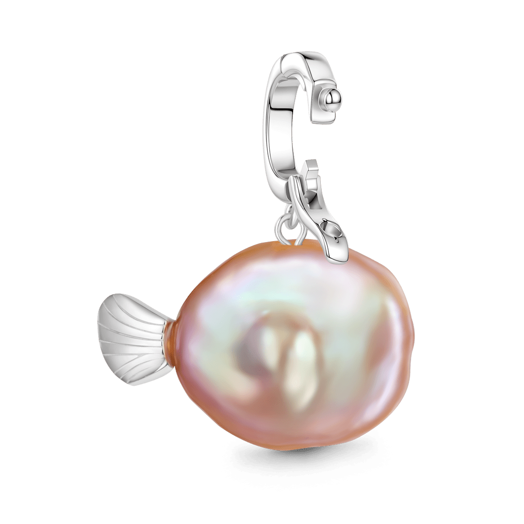 Gnoce Purple Fish Baroque Pearl Silver Charm Platinum-plated Silver Blend_5