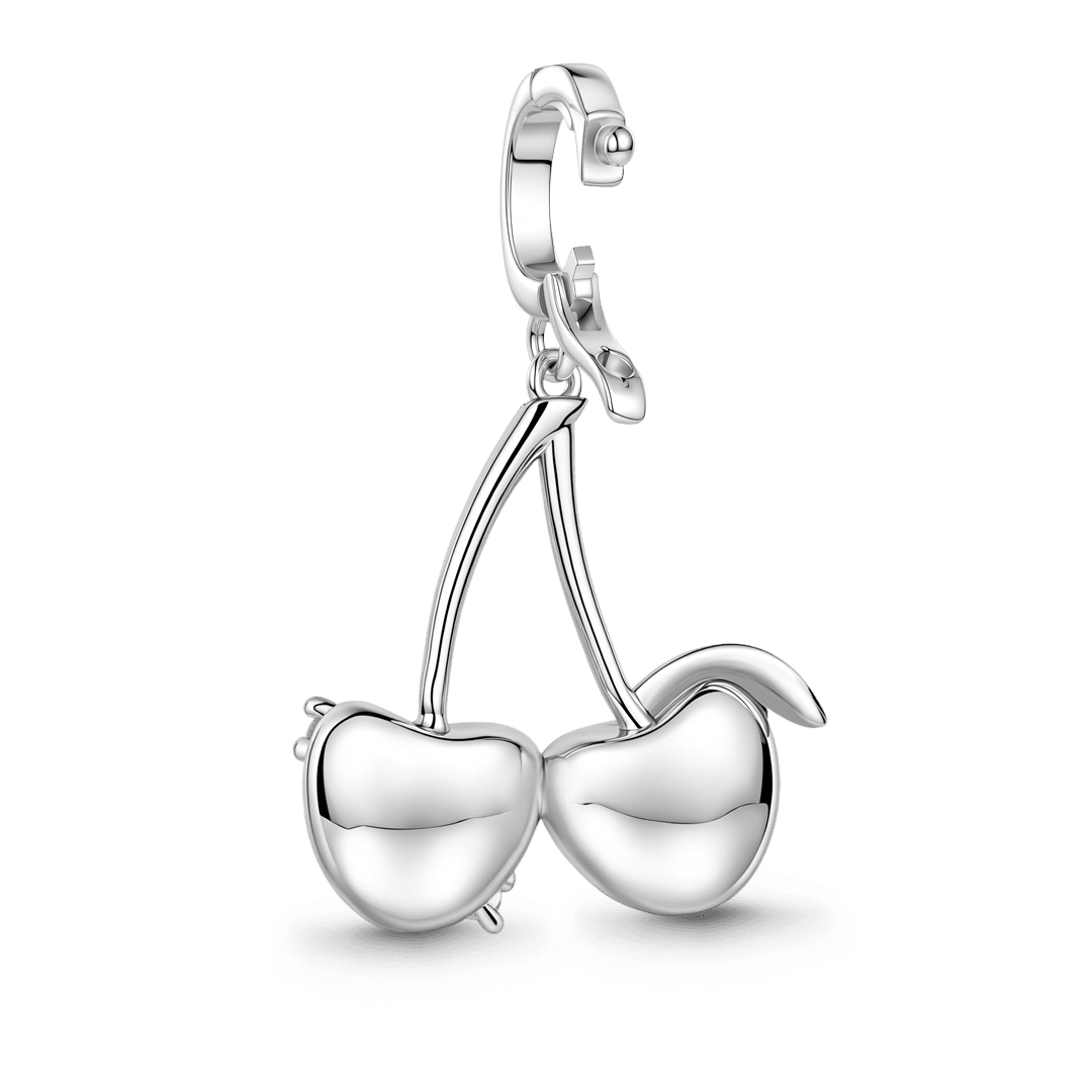 Gnoce Natural Cherry Dangle Charm Platinum-plated Silver Blend_5