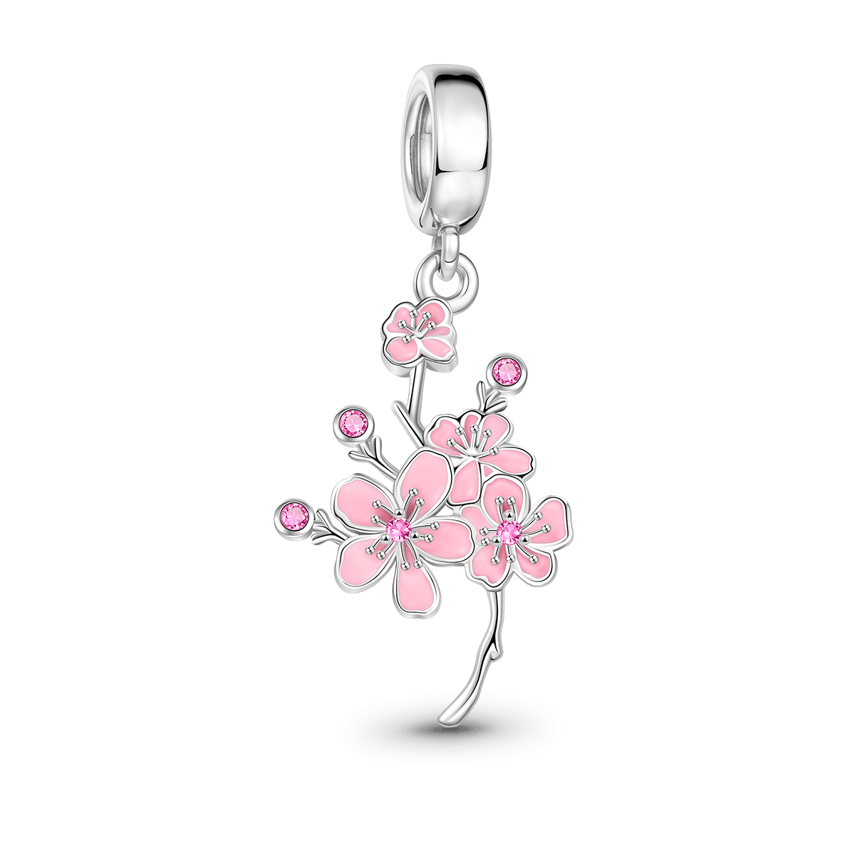 Cherry Blossoms Pendant Dangle Charm Sterling Silver_2