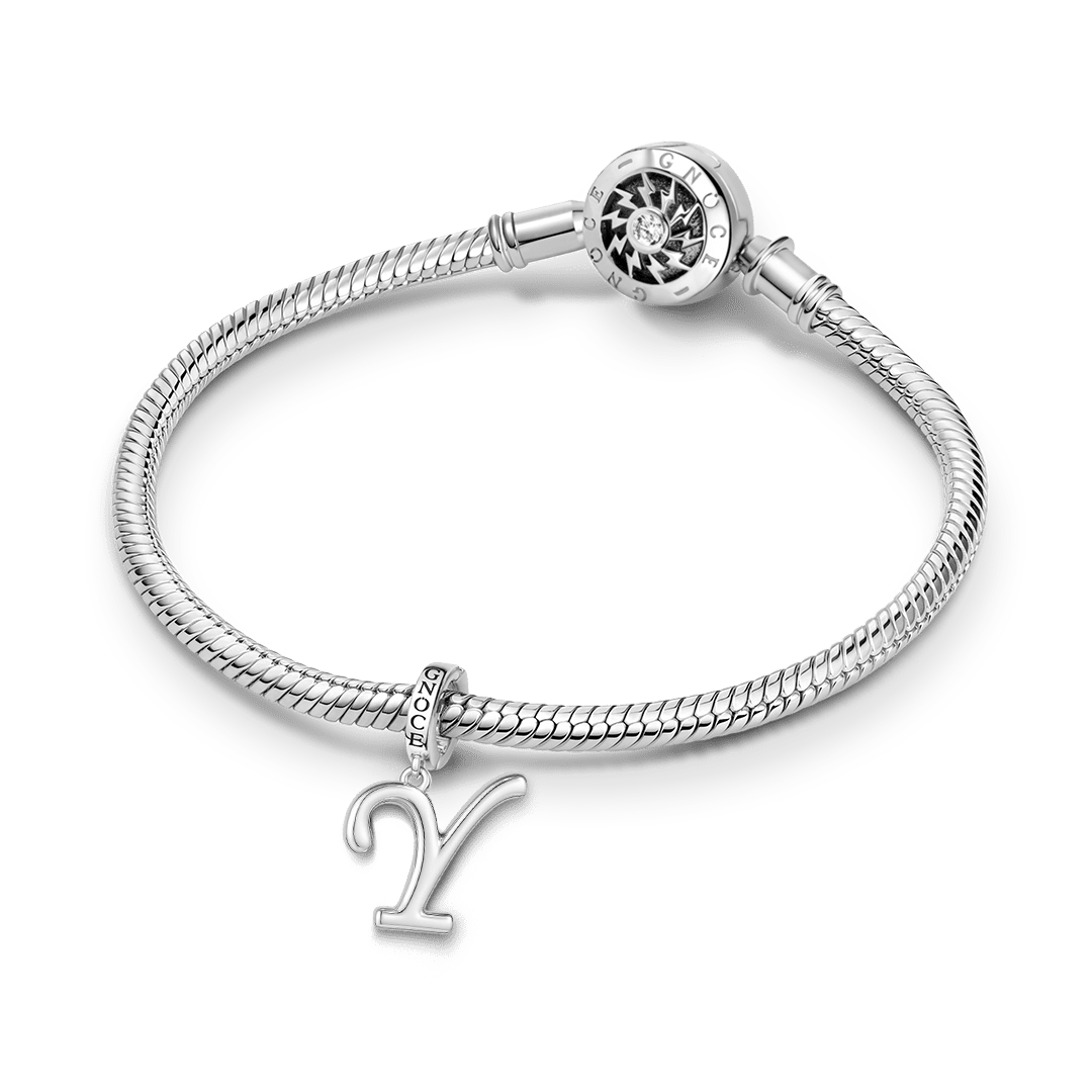 Gnoce "You Can Be Great" Letter Y 925 Sterling Silver Dangling Charm Great for Bracelet, Choker, Necklace_3