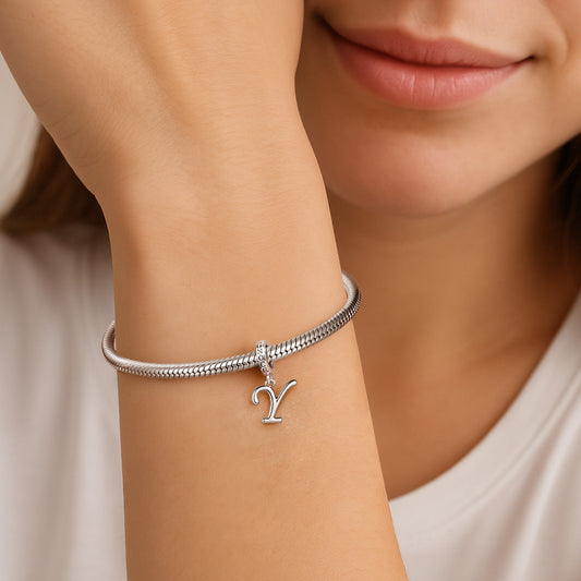 Gnoce "You Can Be Great" Letter Y 925 Sterling Silver Dangling Charm Great for Bracelet, Choker, Necklace_2