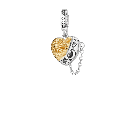 Gnoce Engravable Sun & Moon Heart Pendant Dangle Charm_1
