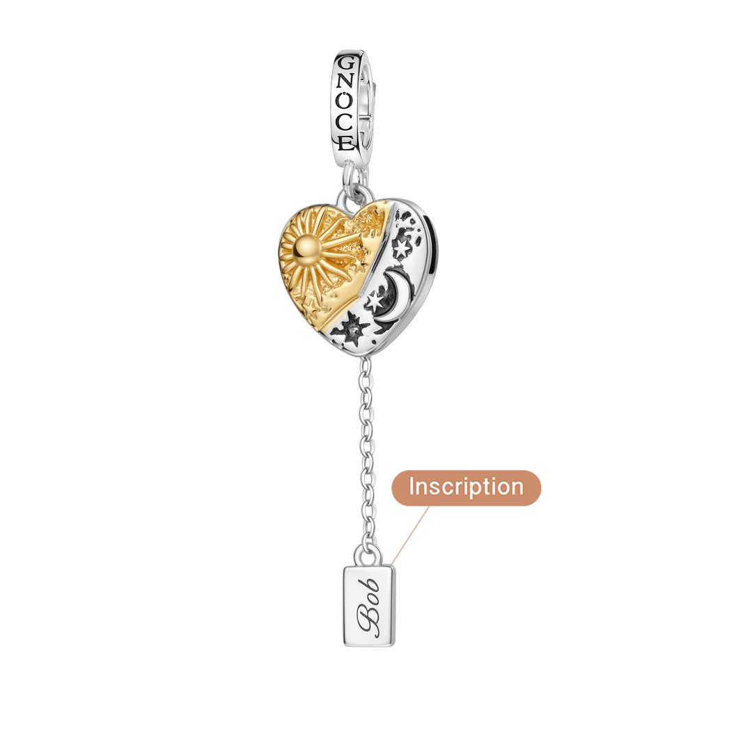 Gnoce Engravable Sun & Moon Heart Pendant Dangle Charm_6