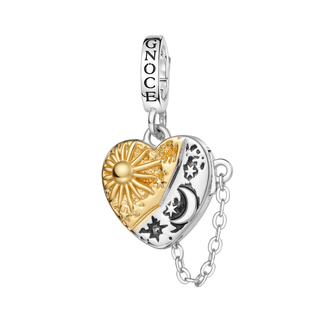 Gnoce Engravable Sun & Moon Heart Pendant Dangle Charm_2