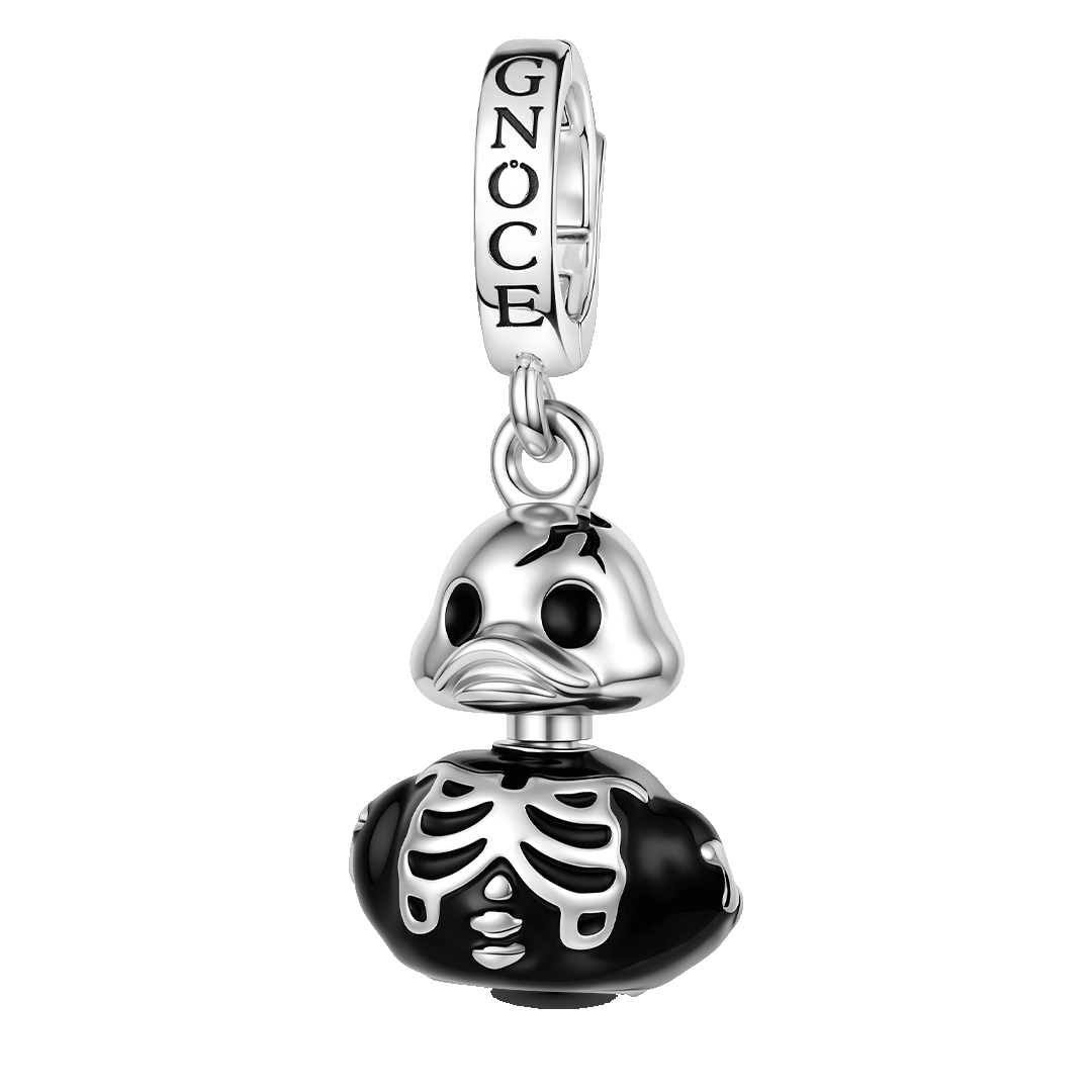 Gnoce Halloween Skeleton Duck Dangle Charm Platinum‑plated Silver Blend_1