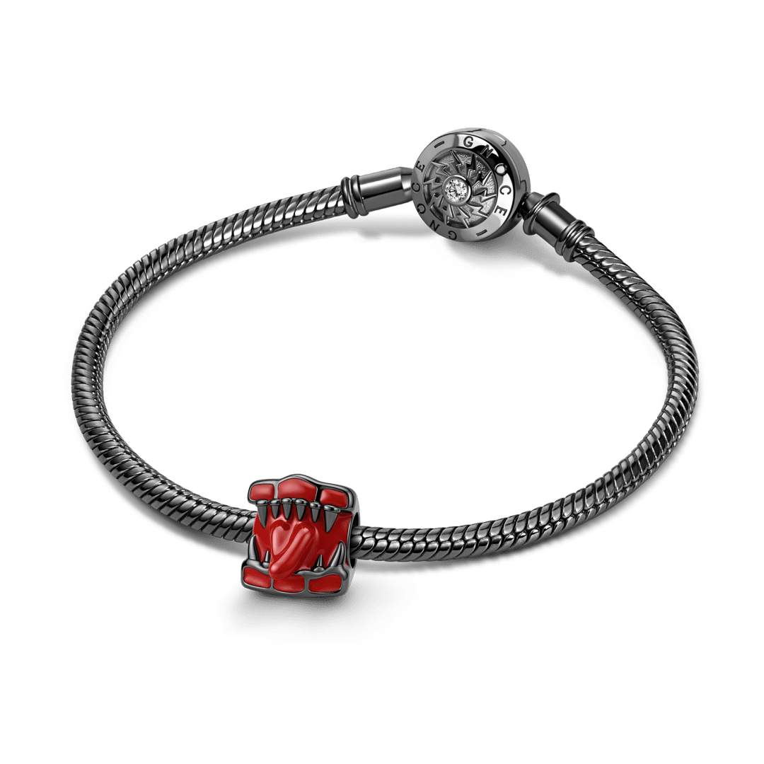 Gnoce Glow-in-the-dark Halloween Detachable Demon Mouth Bead Charm Platinum-plated Silver Blend_4