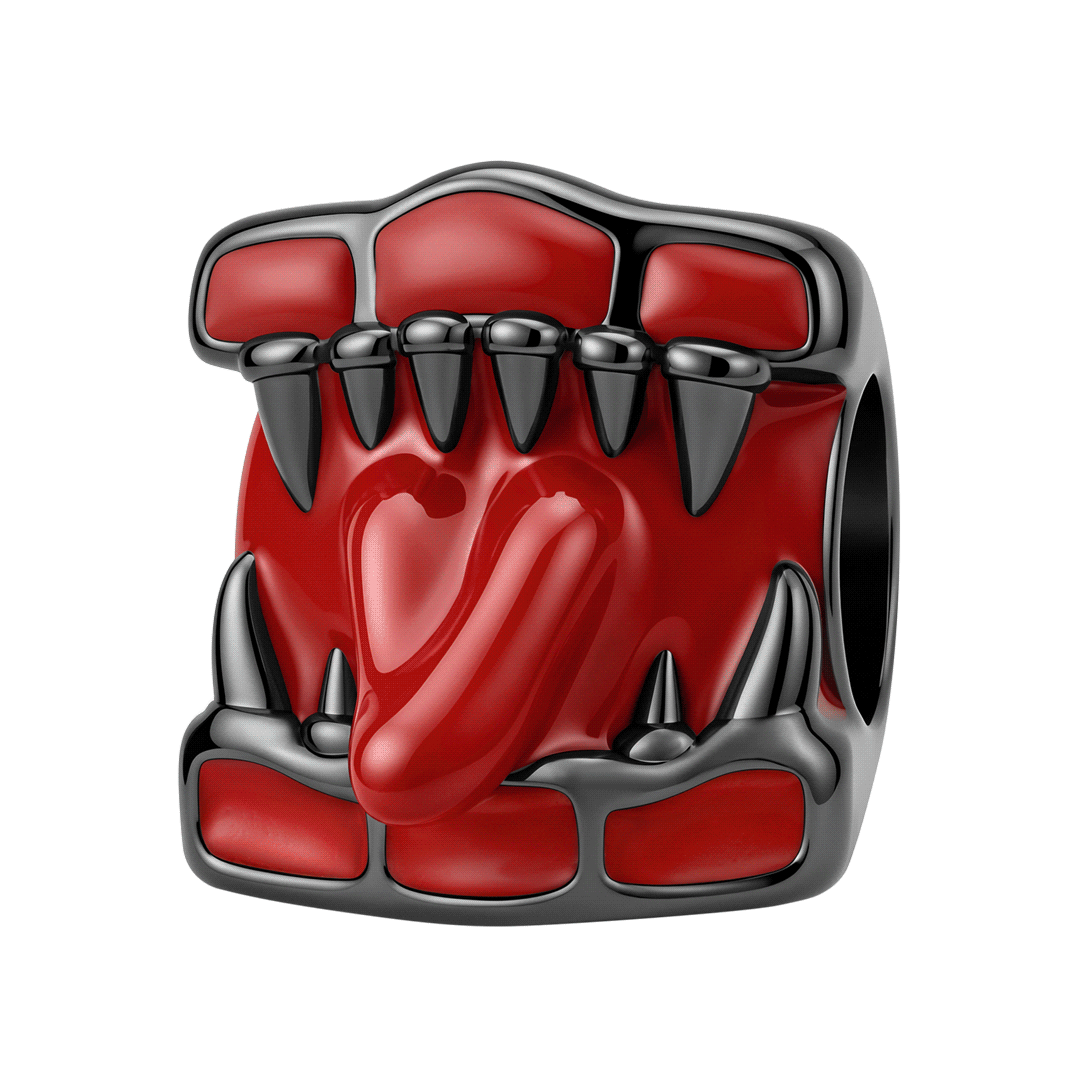 Gnoce Glow-in-the-dark Halloween Detachable Demon Mouth Bead Charm Platinum-plated Silver Blend_1
