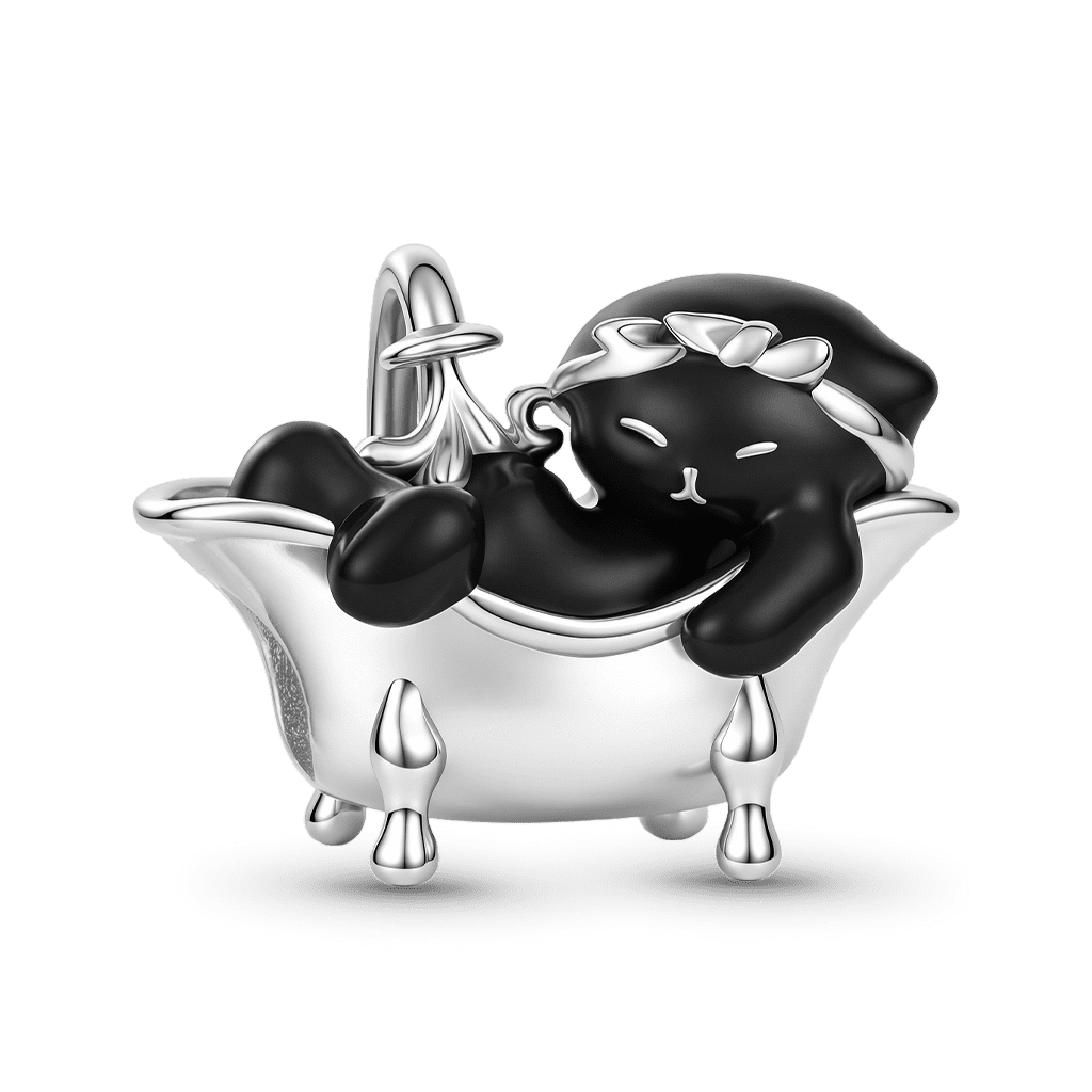 Gnoce Color-changing Bath Black Cat Bead Charm Platinum-plated Silver Blend_1