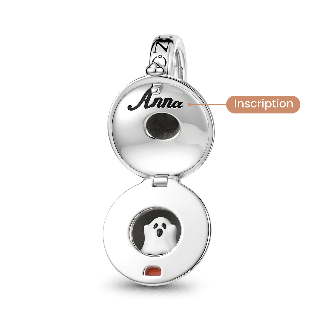 Gnoce Glow-in-the-dark Halloween Magic Pumpkin Engravable Locket Stopper Charm Platinum-plated Silver Blend_5