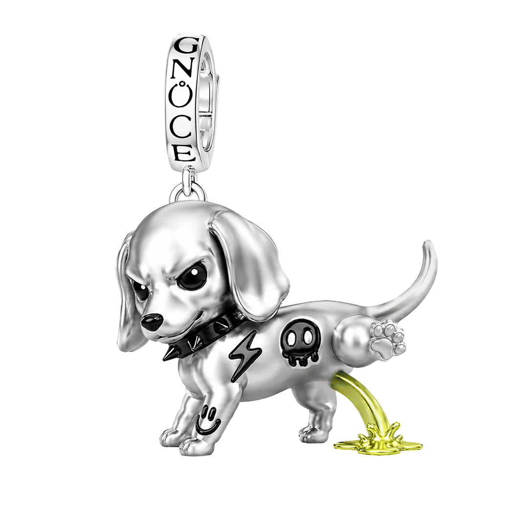 Gnoce Punk Glow‑in‑the‑dark Protective Dog Rebel Clasp Dangle Charm Platinum‑plated Silver Blend_1