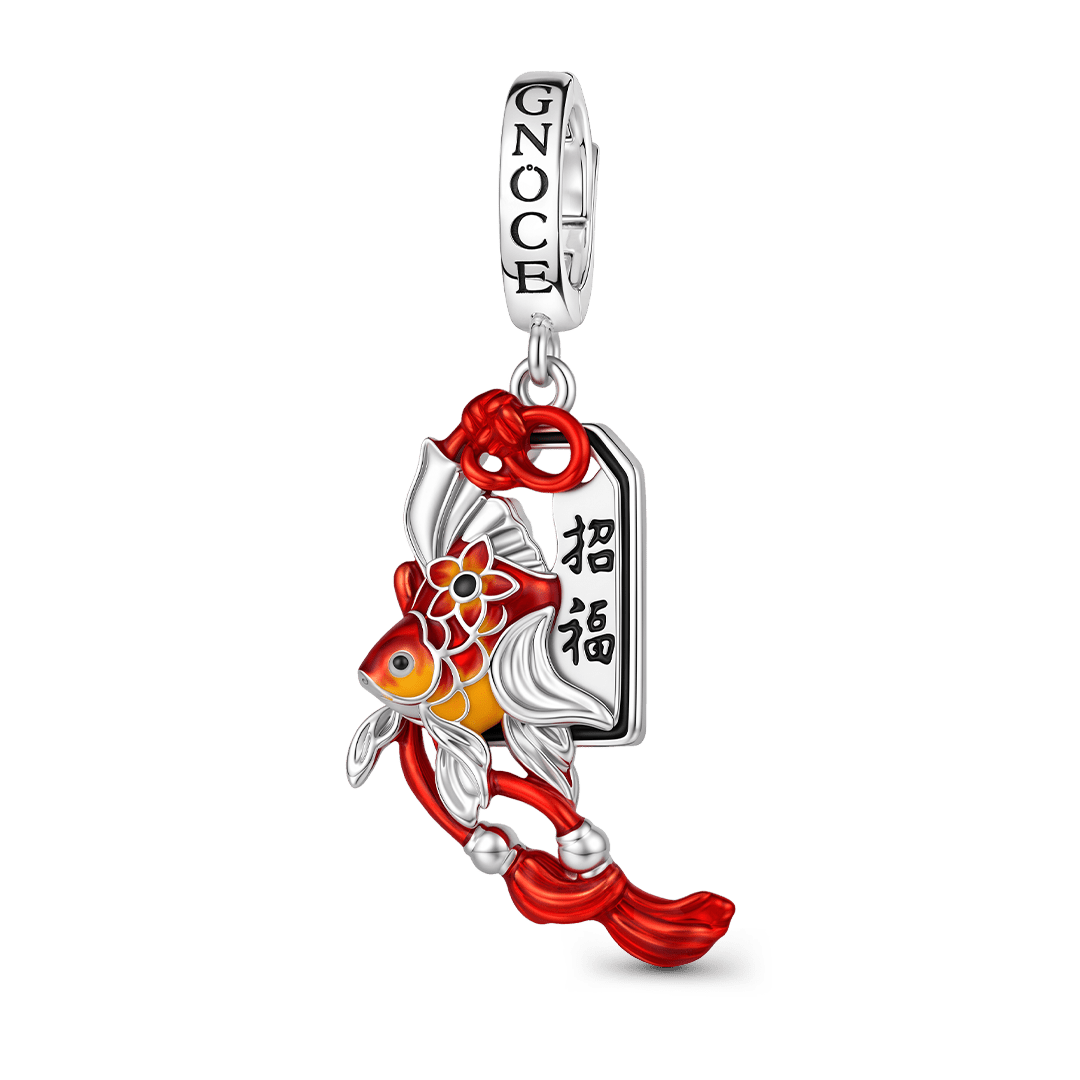 Gnoce Japanese Lucky Koi Fish Clasp Dangle Charm Platinum-plated Silver Blend_1
