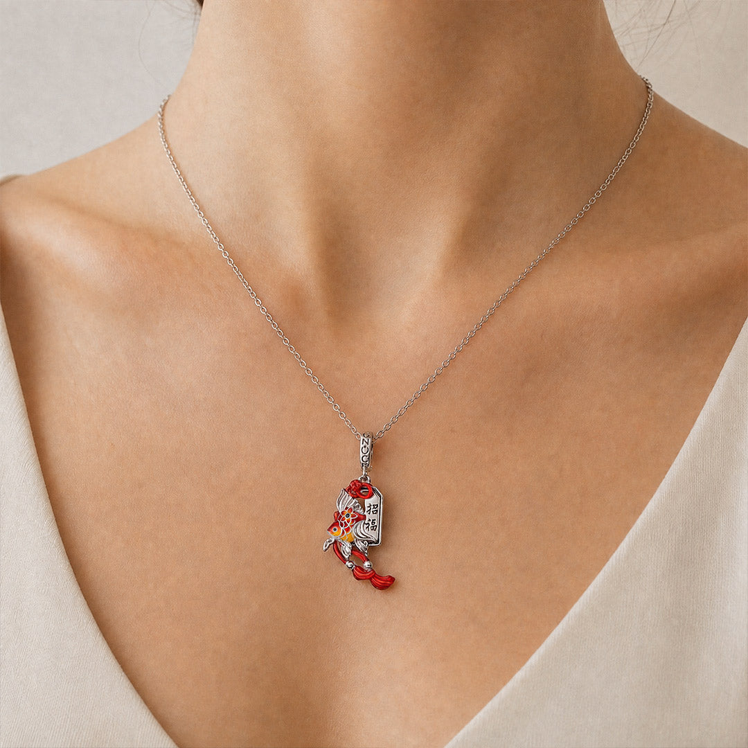 Gnoce Japanese Lucky Koi Fish Clasp Dangle Charm Platinum-plated Silver Blend_4
