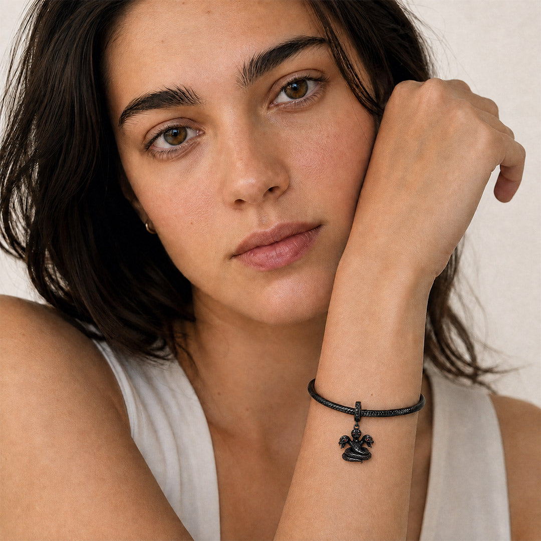 Gnoce Halloween Evil Critter Snake Clasp Dangle Charm Black Gold-plated Silver Blend_2