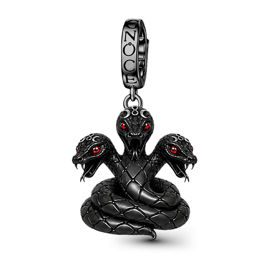 Gnoce Halloween Evil Critter Snake Clasp Dangle Charm Black Gold-plated Silver Blend_1