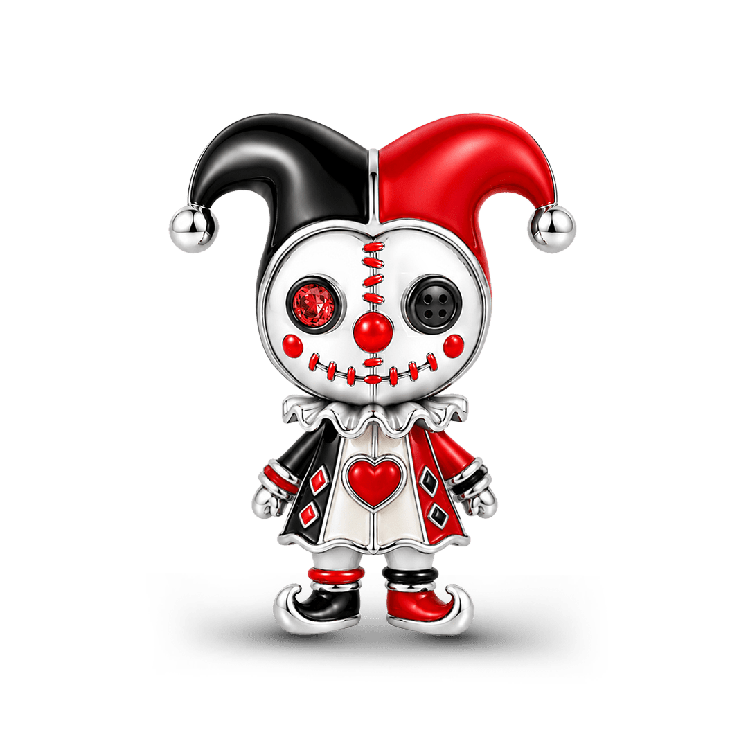 Gnoce Halloween Voodoo Doll Joker Bead Charm Black Gold-plated Silver Blend_1