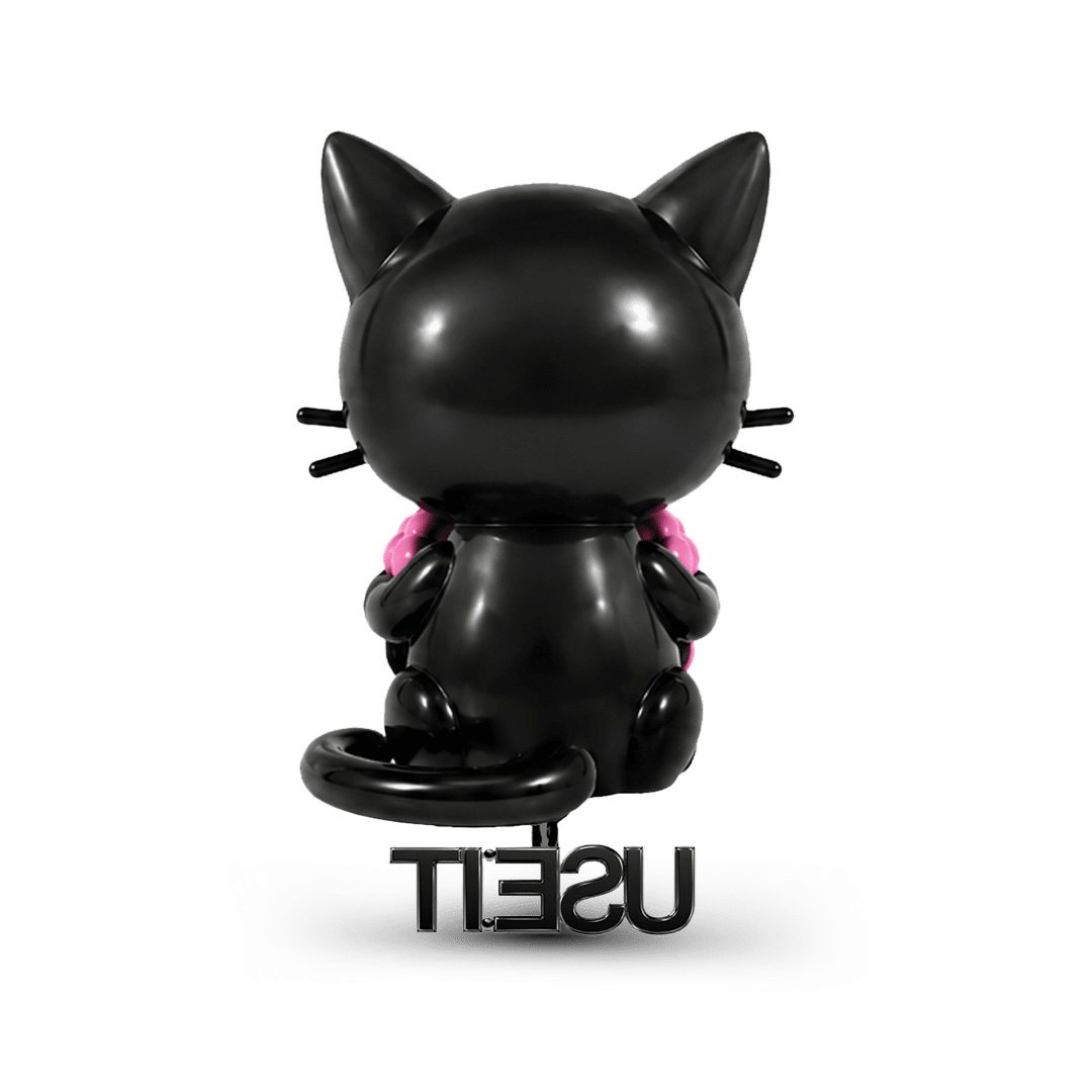 Gnoce Glow-in-the-dark Halloween Punk Black Cat Holding Brain Bead Black Gold-plated Silver Blend_7