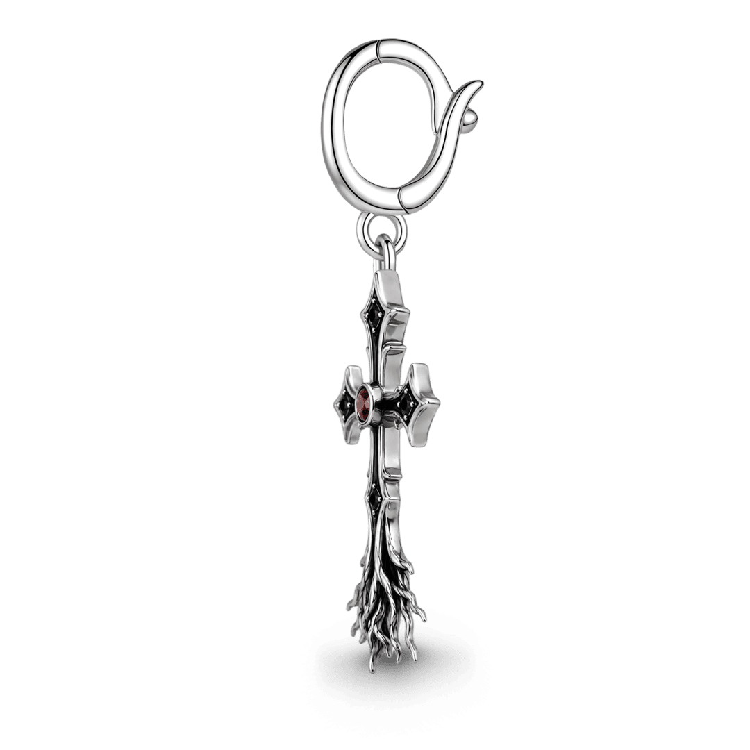 Gnoce Religious Series Root Cross Clasp Dangle Charm Black Gold-plated Silver Blend_5