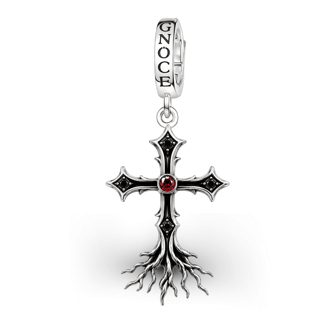 Gnoce Religious Series Root Cross Clasp Dangle Charm Black Gold-plated Silver Blend_1