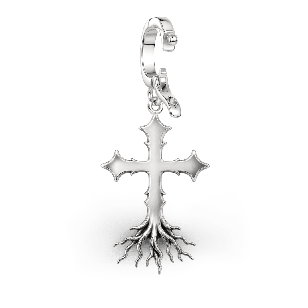 Gnoce Religious Series Root Cross Clasp Dangle Charm Black Gold-plated Silver Blend_6