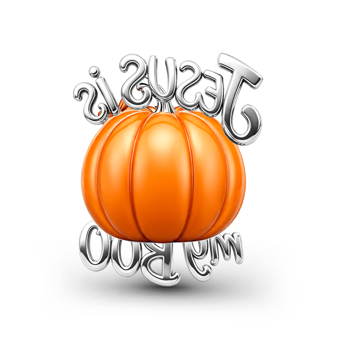 Gnoce Glow-in-the-dark Halloween Religious Pumpkin Bead Platinum-plated Silver Blend_7