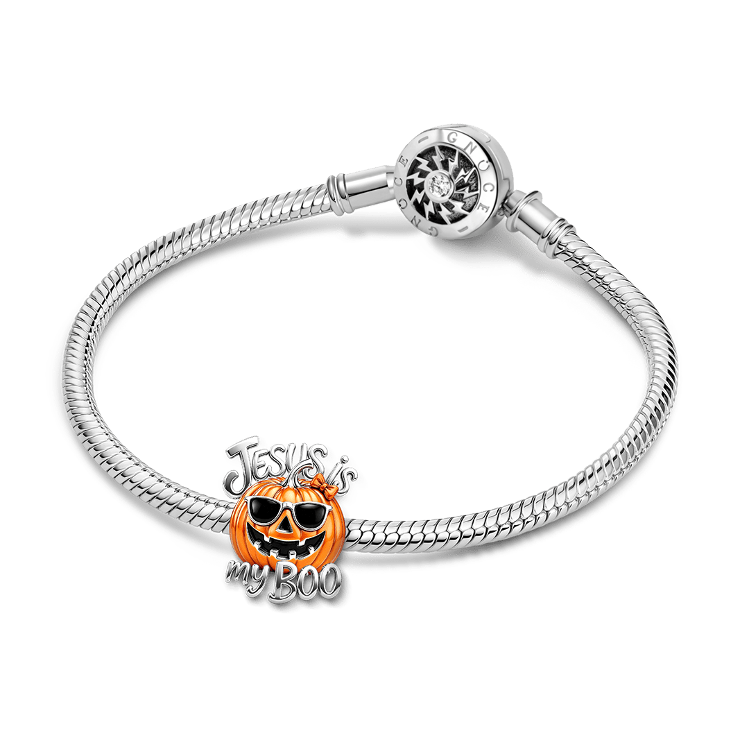 Gnoce Glow-in-the-dark Halloween Religious Pumpkin Bead Platinum-plated Silver Blend_4