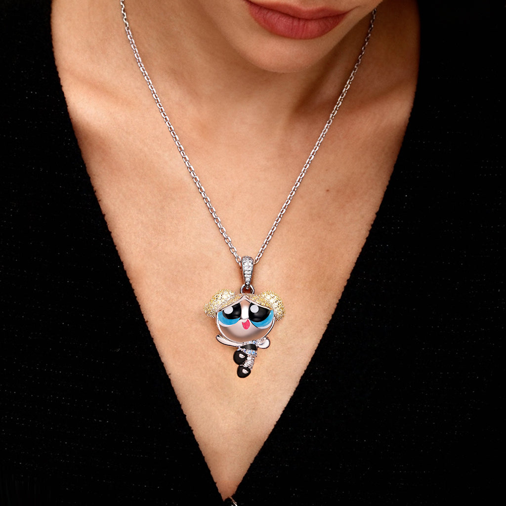 Gnoce The Powerpuff Girls Bubbles Charm Pendant Necklace_2