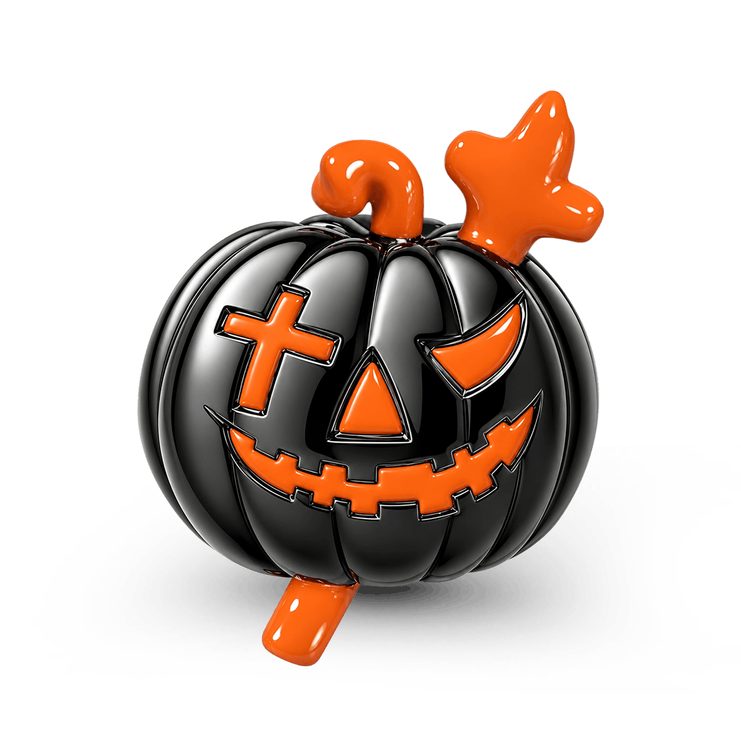 Gnoce Glow‑in‑the‑dark Halloween Cross Pumpkin Through‑hole Base Bead Charm Platinum‑plated Silver Blend_2