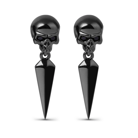 Gnoce Skull Black Plated Earrings_1