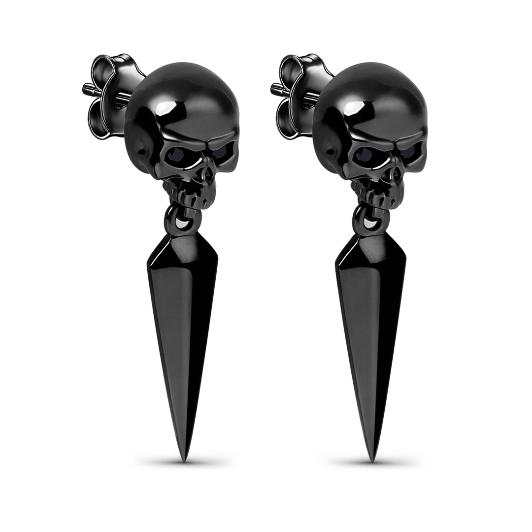 Gnoce Skull Black Plated Earrings_2