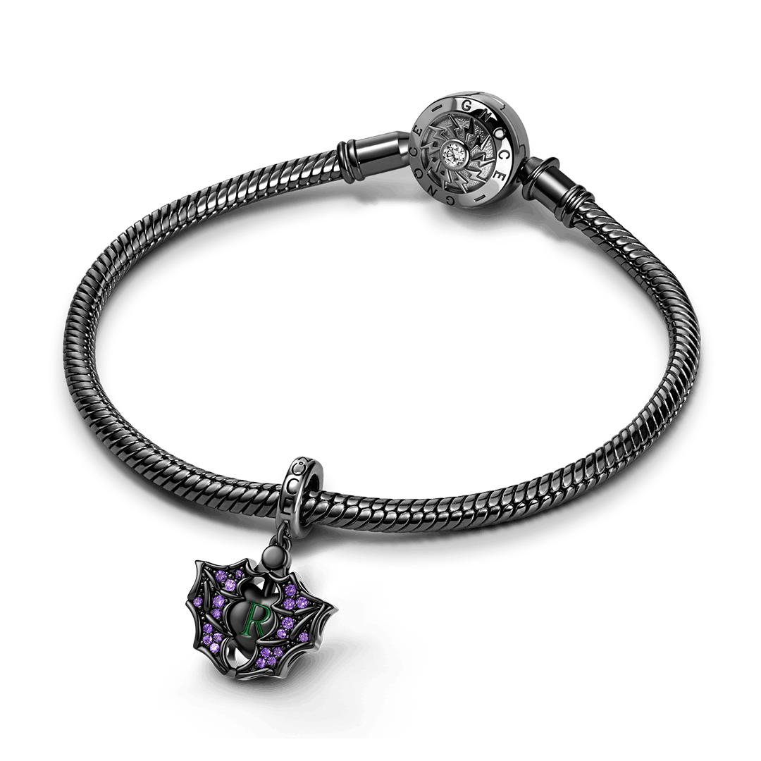 Gnoce Dark Sstyle Openable Bat & Heart Engravable Charm_3