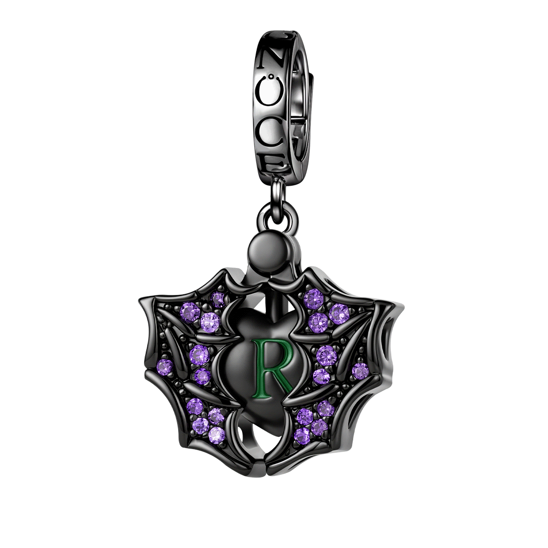 Gnoce Dark Sstyle Openable Bat & Heart Engravable Charm_1