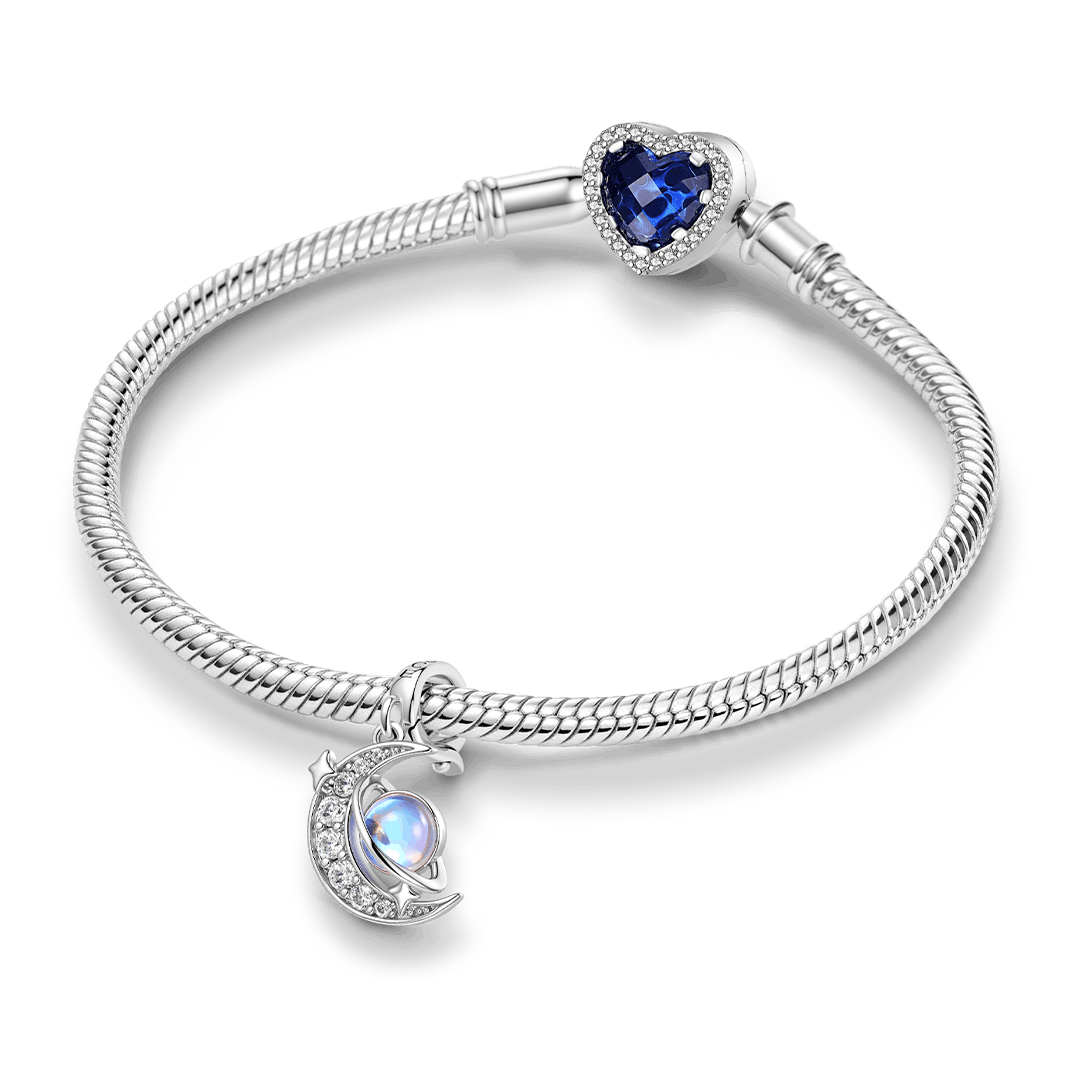 Gnoce Galaxy Crescent Moon Charm Platinum-plated Silver Blend_3