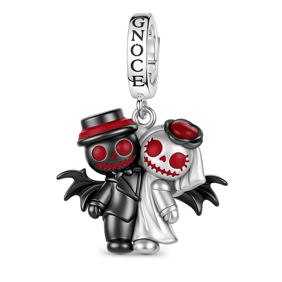 Gnoce Glow-in-the-dark Halloween Demon Couple Clasp Dangle Charm Black Gold-plated Silver Blend_2