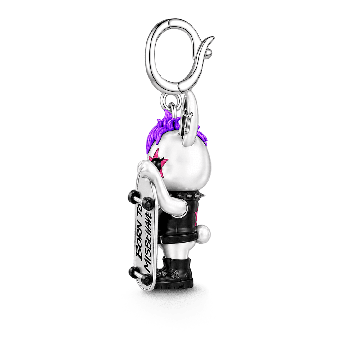 Gnoce Punk Glow‑in‑the‑dark Misfit Rabbit Rebel Clasp Dangle Charm Platinum‑plated Silver Blend_7