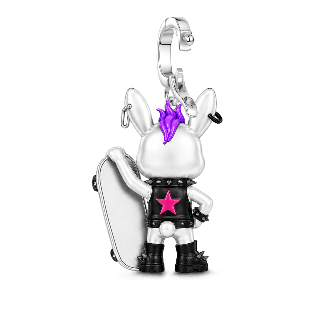 Gnoce Punk Glow‑in‑the‑dark Misfit Rabbit Rebel Clasp Dangle Charm Platinum‑plated Silver Blend_8