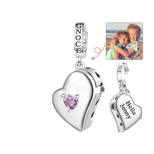 Gnoce Multiple Photo Locket Engravable Charm Platinum-plated Silver Blend_1