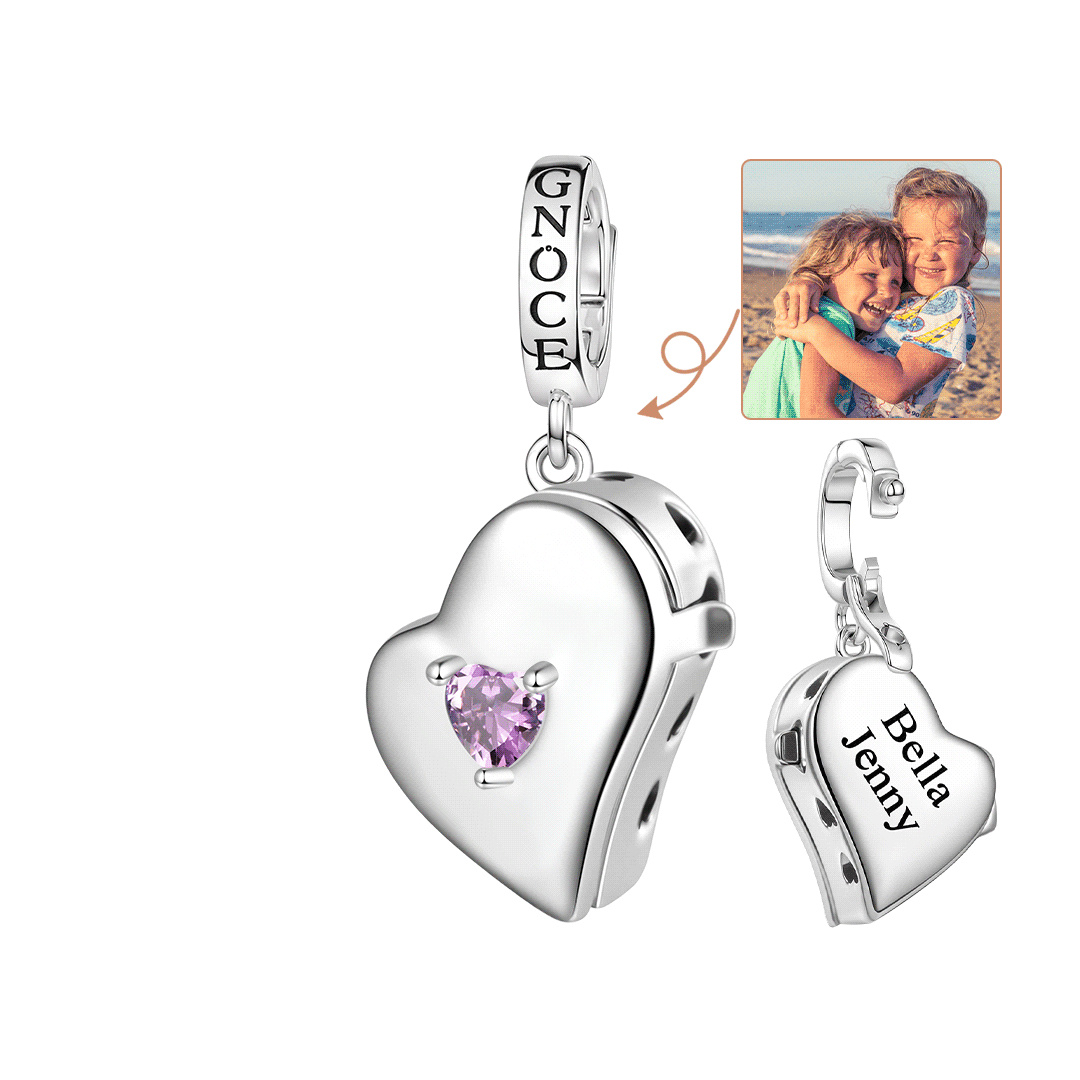 Gnoce Multiple Photo Locket Engravable Charm Platinum-plated Silver Blend_3