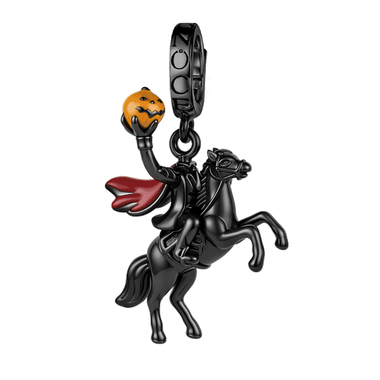 Gnoce Glow-in-the-dark Halloween Headless Horseman Dangle Charm Platinum-plated Silver Blend_1