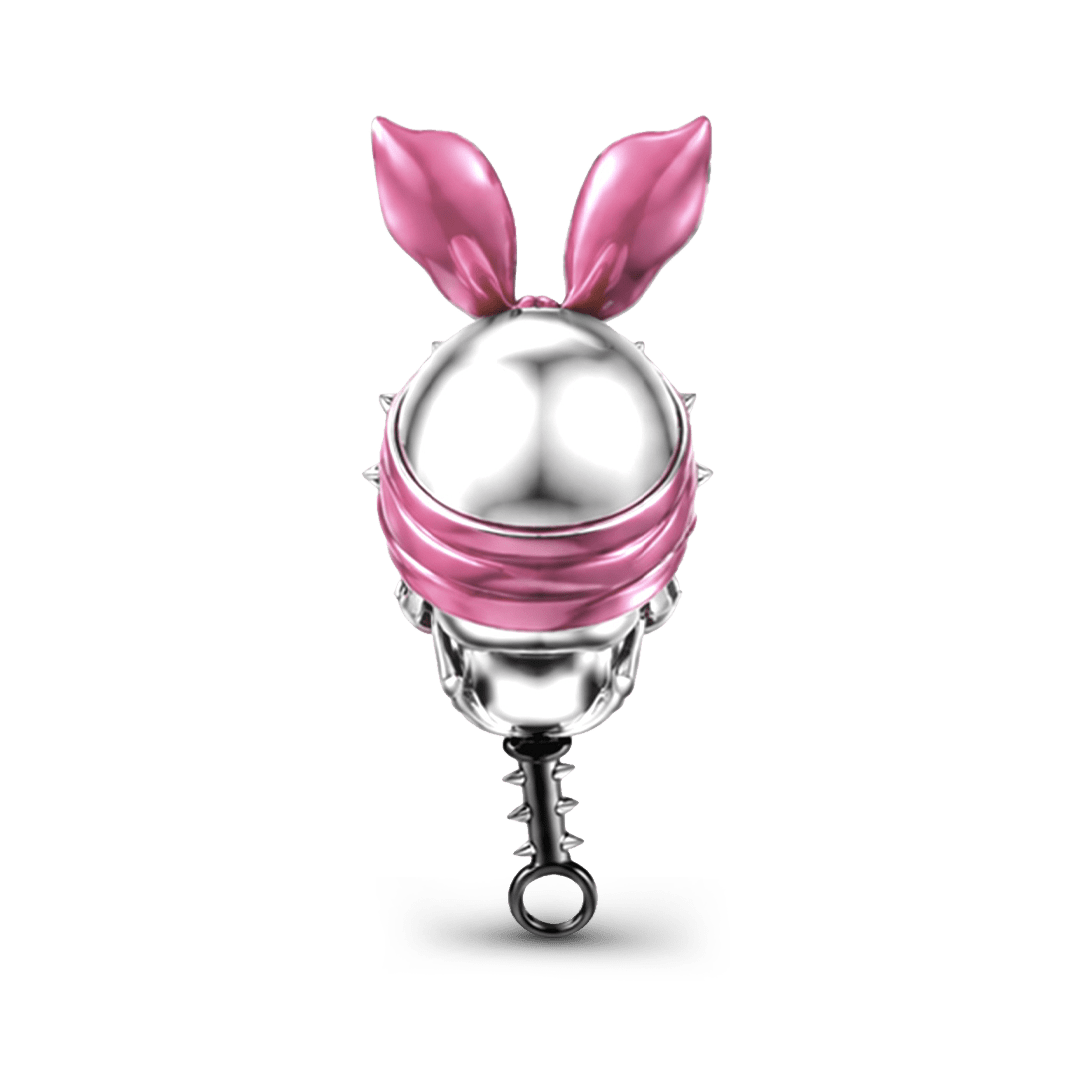 Gnoce Pink Punk Halloween Skull Bunny Ear Key Bead Platinum-plated Silver Blend_6