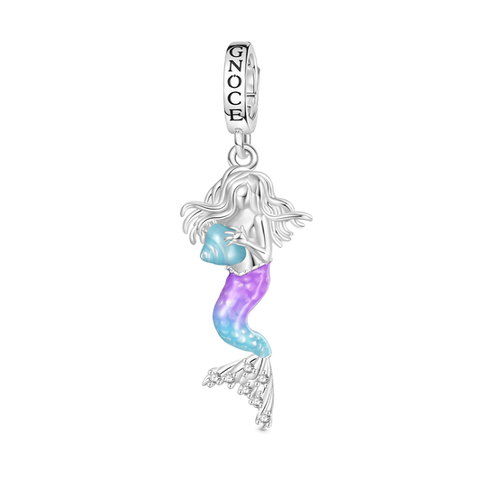 Gnoce Little Mermaid Holding Conch Pendant Dangle Charm_1