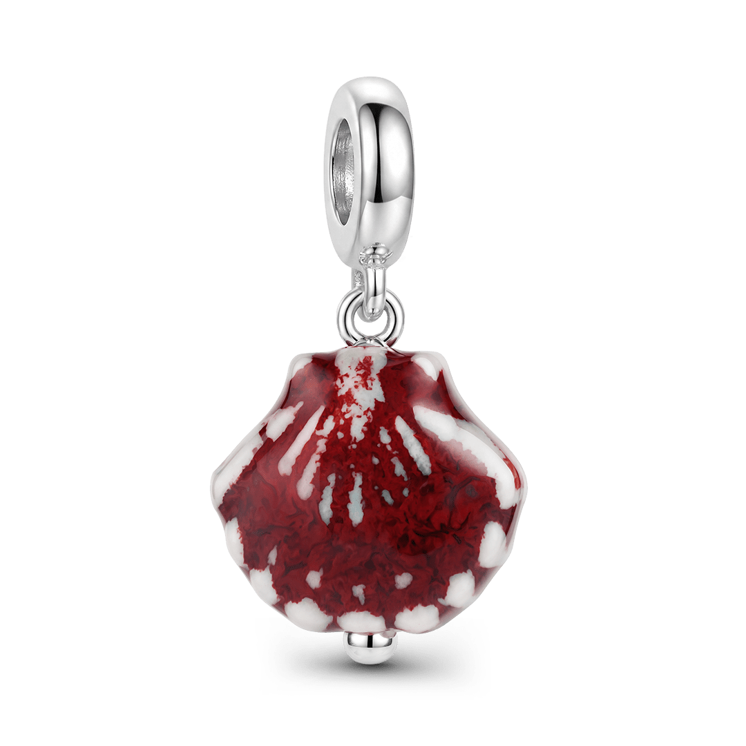 Gnoce Ceramic Seashell Clasp Dangle Charm Platinum-plated Silver Blend_5