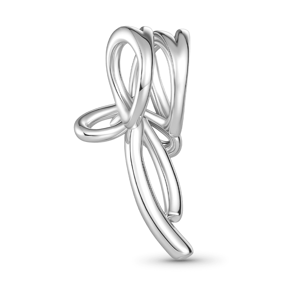 Gnoce Ribbon Bow Bead Platinum-plated Silver Blend_5