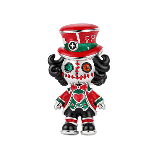 Gnoce Halloween Evil Magician Doll Bead Charm Platinum‑plated Silver Blend_1