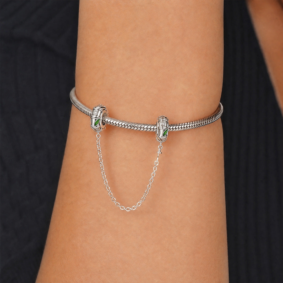 Gnoce Unbroken Bamboo Safety Chain Platinum-plated Silver Blend_2