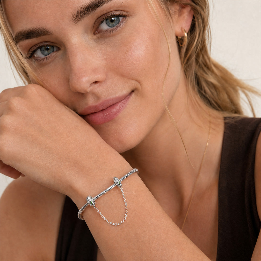 Gnoce Unbroken Bamboo Safety Chain Platinum-plated Silver Blend_4