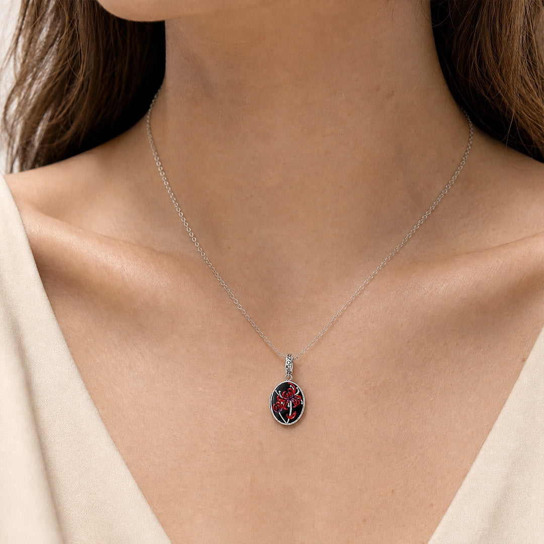 Gnoce Glow-in-the-dark Forbidden Red Spider Lily Personalised Clasp Dangle Charm Platinum-plated Silver Blend_6