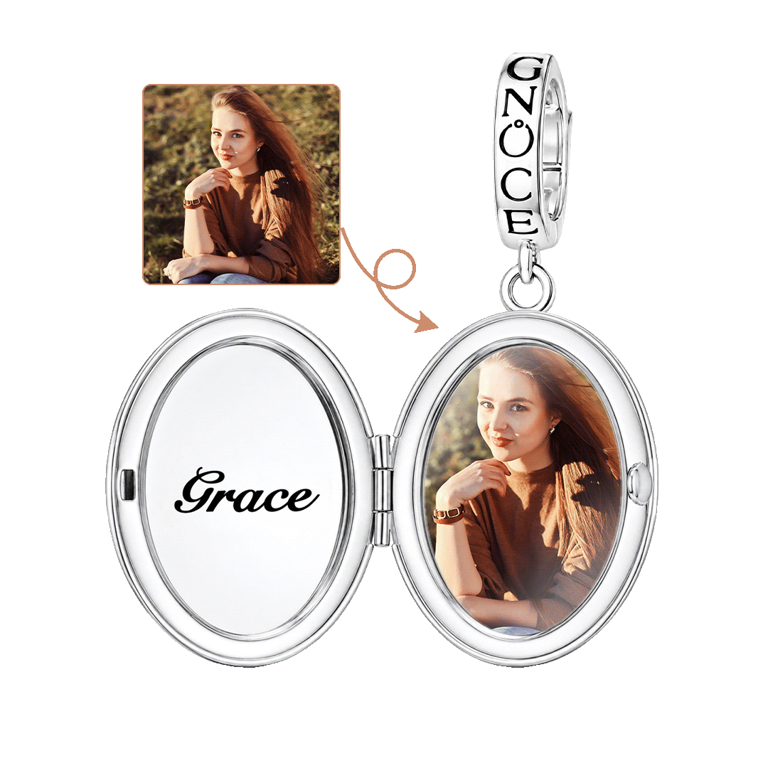 Gnoce Glow-in-the-dark Temptress Datura Personalised Locket Clasp Dangle Charm Platinum-plated Silver Blend_1